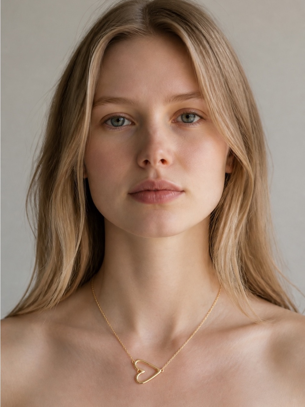 Delicate Gold Heart Outline Necklace for Women